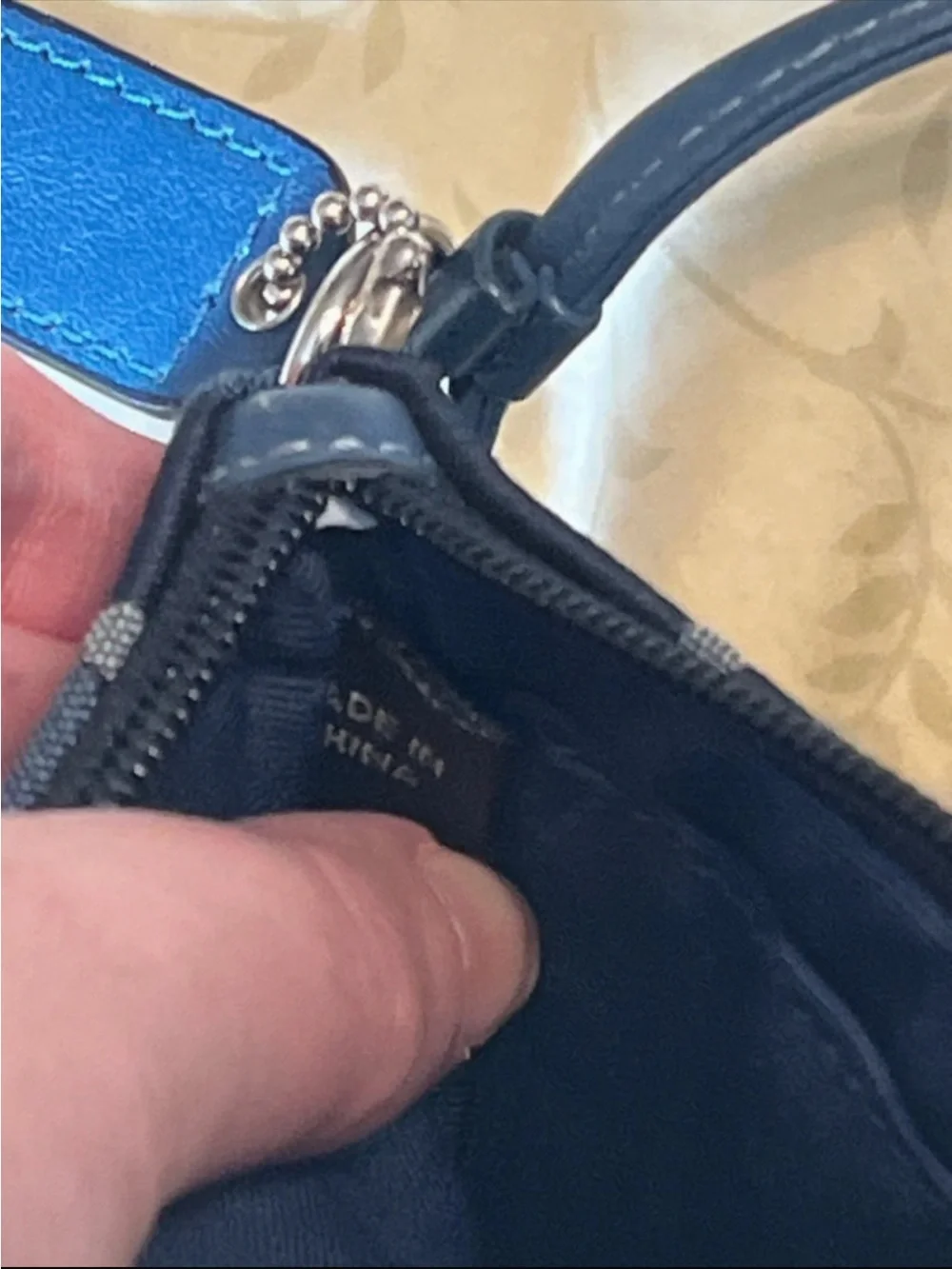 Coach signature wristlet blue jacquard vintage Y2K rare denim coin purse